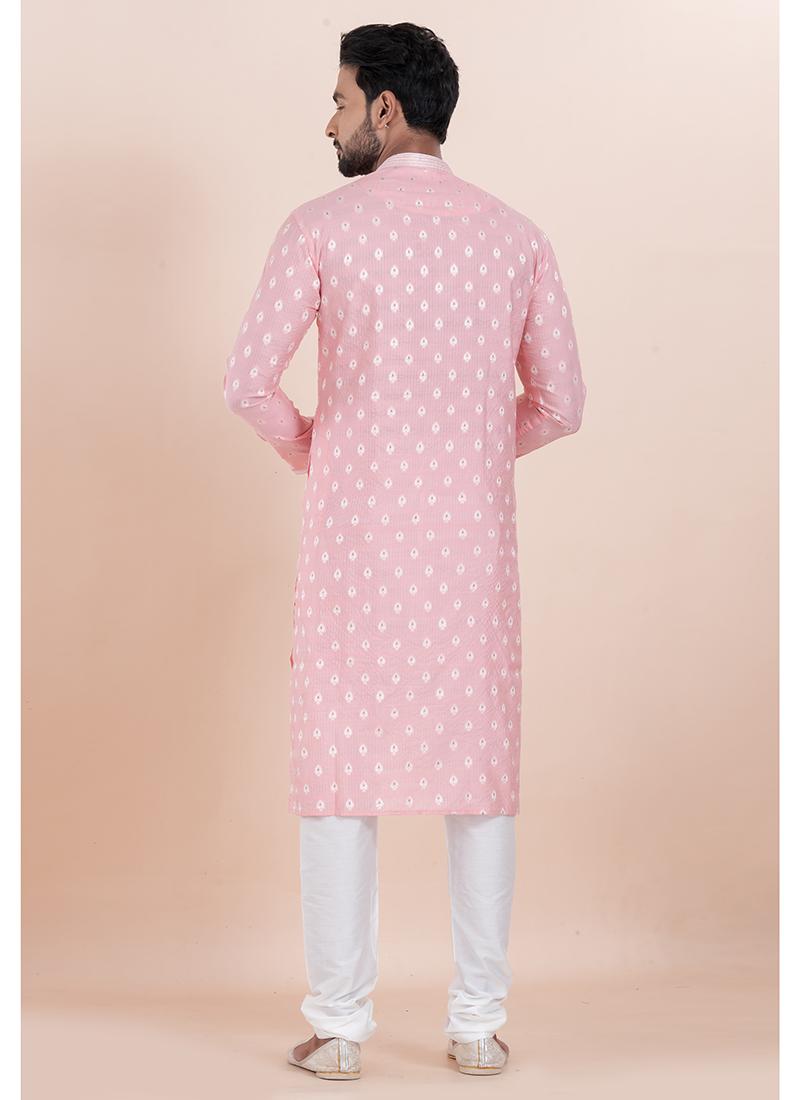 Pink Silk Kurta Pyjama