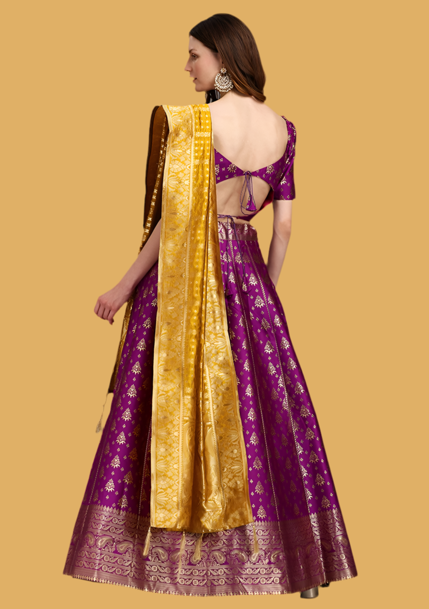 Purple gold lehenga choli