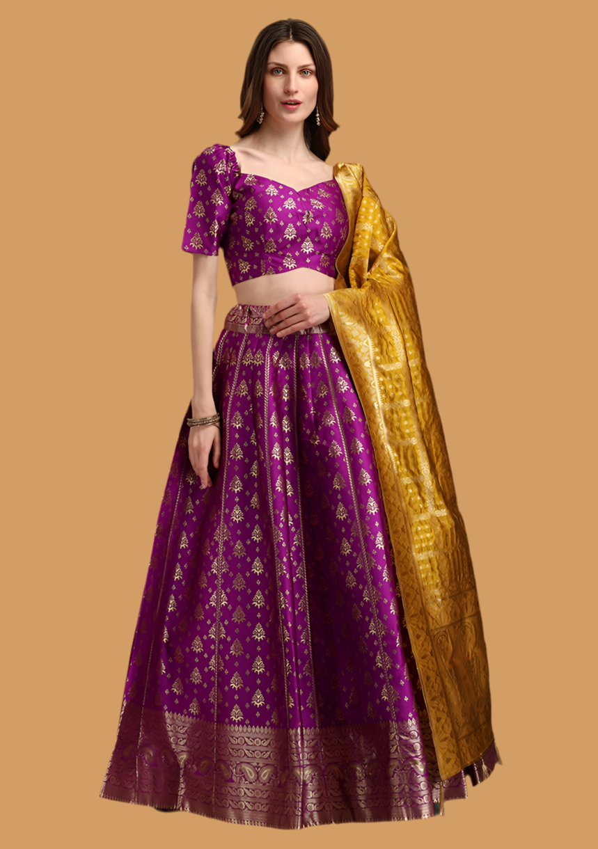 Purple gold lehenga choli