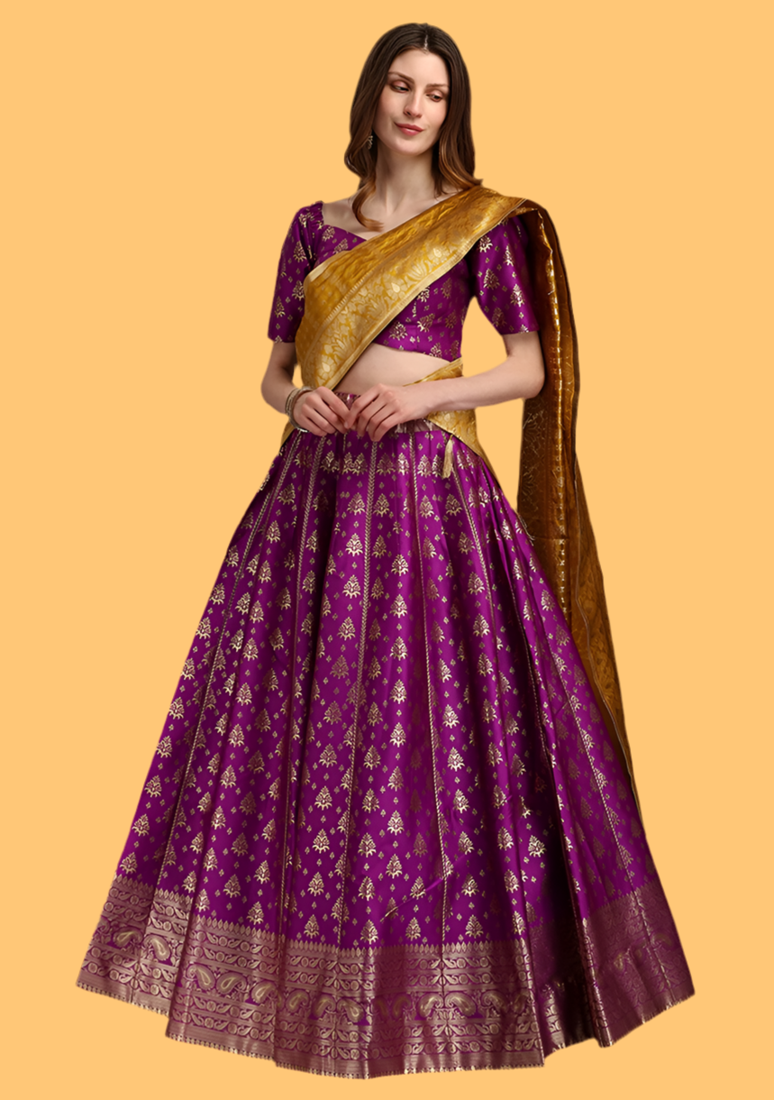 Purple gold lehenga choli