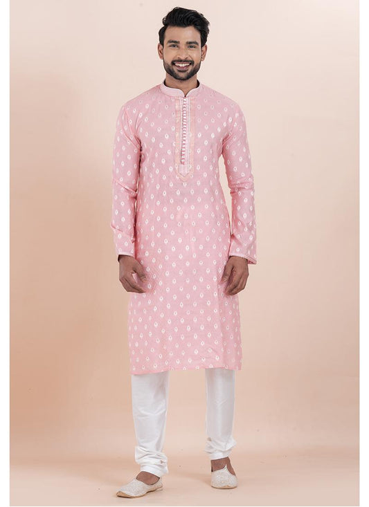 Pink Silk Kurta Pyjama