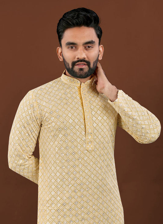 Yellow Heavy Kurta Pyjama